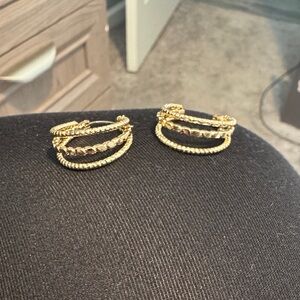 Gold-Tone Rhinestone Hoops